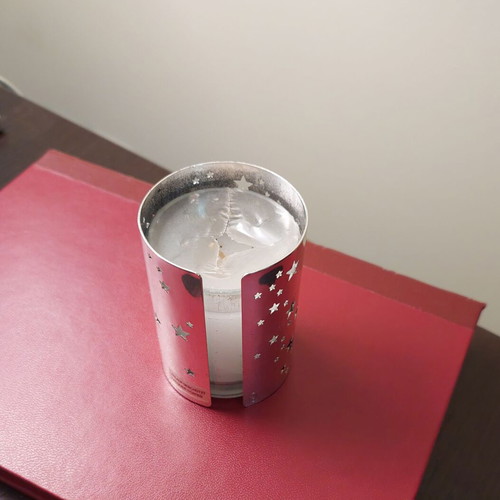 Vintage tealight holder with lacquer coated and new candle