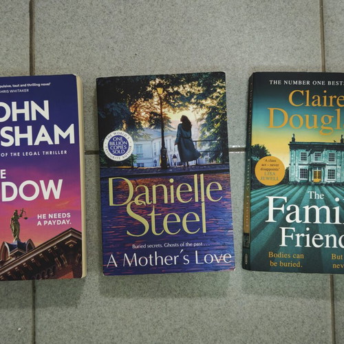 John Grisham The Widow, Danielle Steel A Mother's Love, Claire Douglas The Family Friend books
