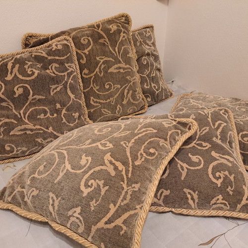 Lounge cushions new, pack of 6, 45×45 cm, satin embossed