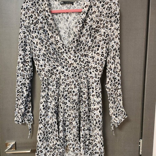 Zara mini floral dress size S like new, blue white grey