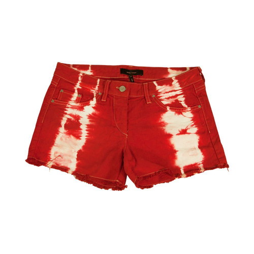 Isabel Marant cotton tie dye denim shorts used, size 42, red and white