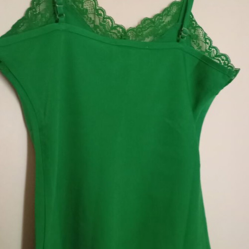 Lingerie top satin emerald with lace, like new