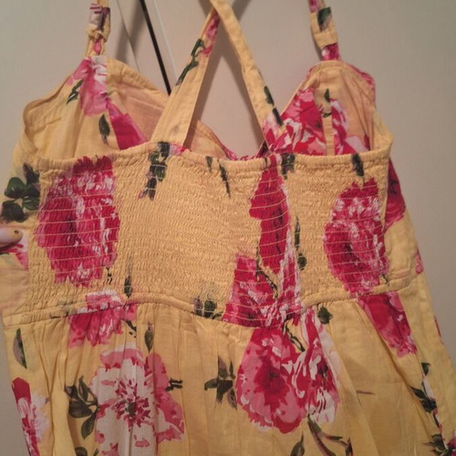 Terranova summer dress medium used, 100% cotton and linen, pink and yellow