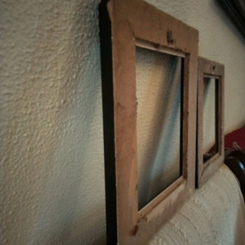 Set of 2 Vintage Wooden Frames, dark brown embossed, no glass