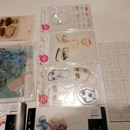 Stamp, stensil and paint set used