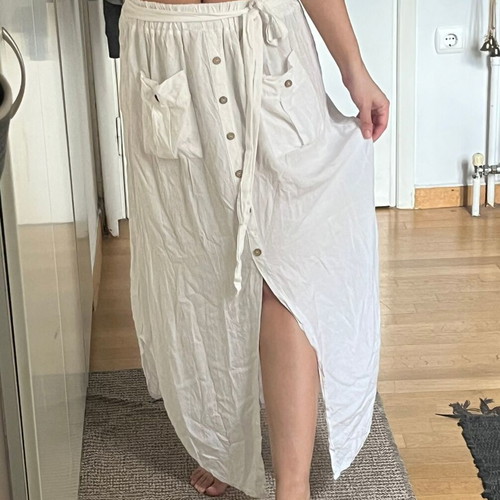 Maxi skirt White by natures like new, natural fibers, pockets, elastic waist