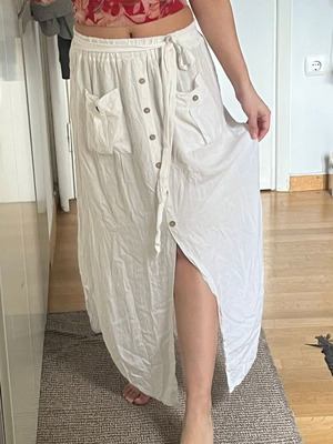 Maxi skirt White by natures like new, natural fibers, pockets, elastic waist