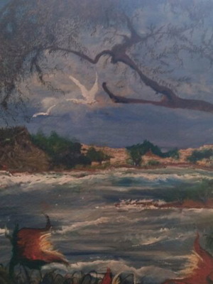 Landscape oil painting hand-stretched canvas new 1m by 86cm