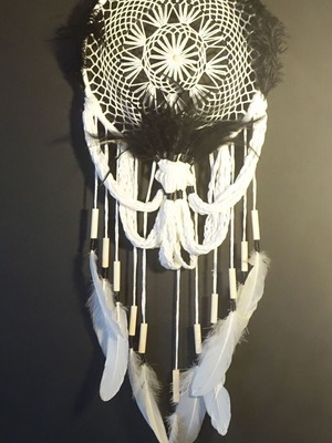 Dreamcatcher new with crochet design, cotton and wooden beads
