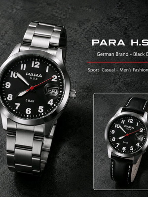 Para H.S.E German Watch, Citizen Quartz, Black and Silver