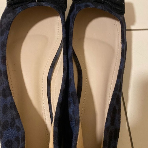 Pointed ballerina shoes new dark blue with black and bow