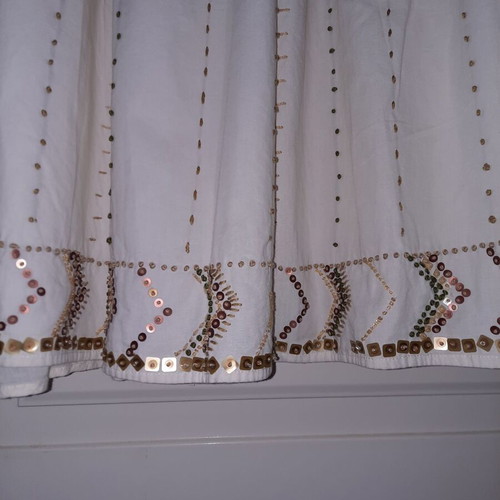 Alain Manoukian vintage skirt used, cotton ivory with sequins and beads