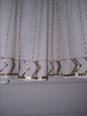 Alain Manoukian vintage skirt used, cotton ivory with sequins and beads