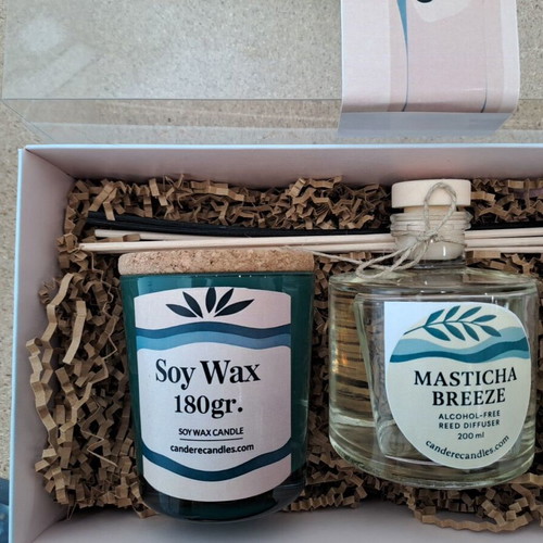 Aromatic Room Set with Handmade Soy Candle 180g