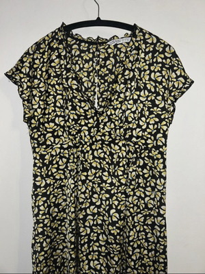 Zara short dress with flowers like new, black and yellow size L