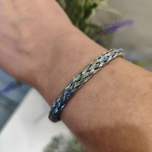 Braided chain silver tone bracelet, women's unisex