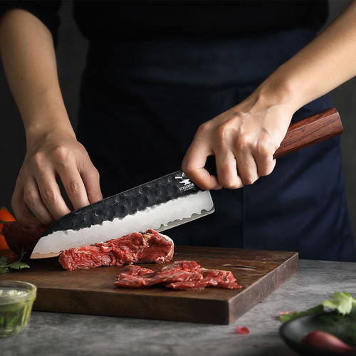 PM8 Santoku 7 Inch Japanese Style Chef Knife 3 Layers Damascus new