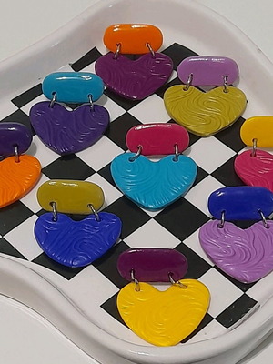 Happy Hearts earrings multicolored, new