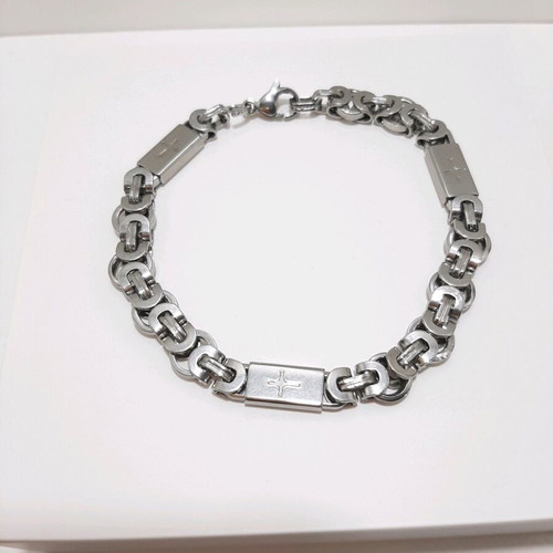 Men's bracelet stainless steel new, silver, 21.5cm