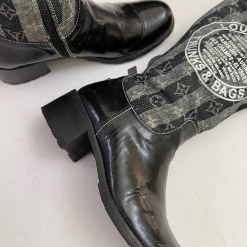 Louis Vuitton boots leather and fabric like new, size 39