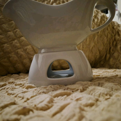 Ceramic Sauce Boat with Warmer Base New