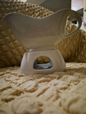 Ceramic Sauce Boat with Warmer Base New