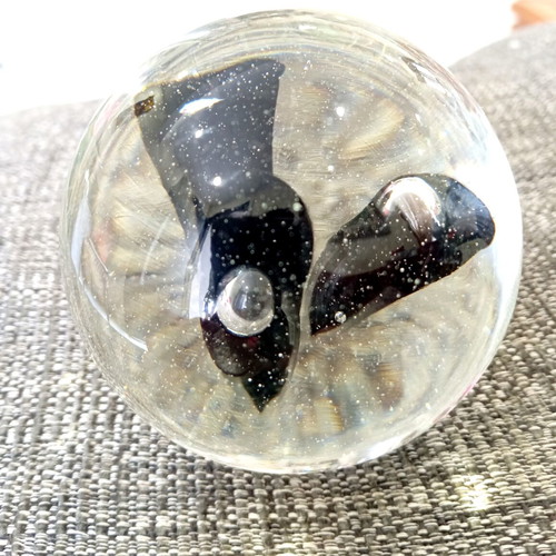 Glass decorative ball handmade, vintage blown glass, like new