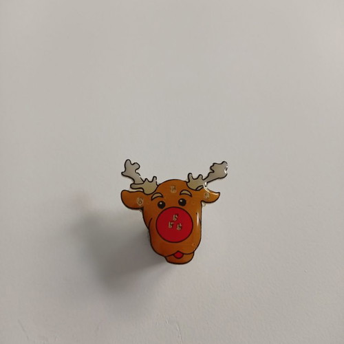 Reindeer Pin used, battery operated, brown and red