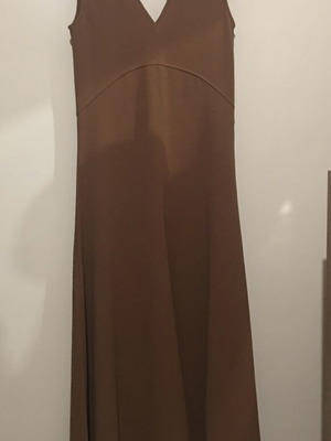 Warehouse v neck crepe dress, brown, size S from ASOS