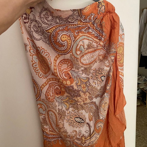 Calzedonia pareo satin fabric like new, brown and gold