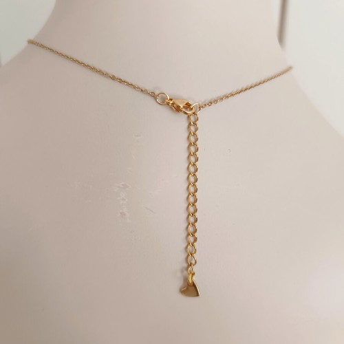 Minimal handmade 18K gold plated stainless steel necklace with black tourmaline