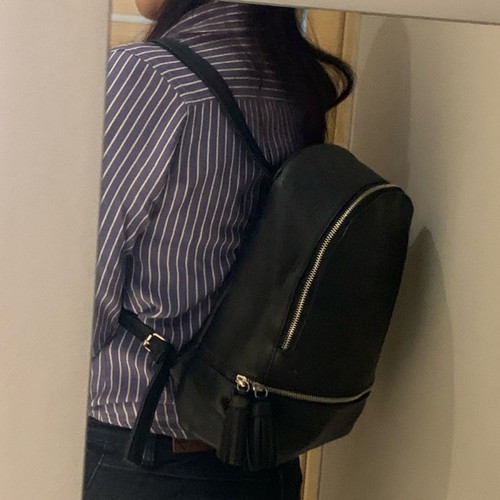 Black backpack used with 2 external and 1 internal pocket