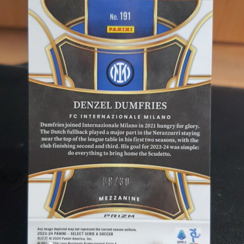 Panini Select Serie A 2023-24 Denzel Dumfries Camo /30 like new card