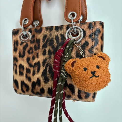 Leopard Print Handbag new with detachable strap and bear charm