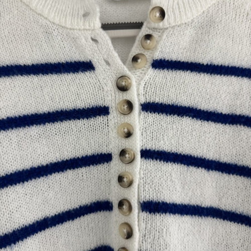 Bianco Lucci striped knit sweater one size like new, white and blue