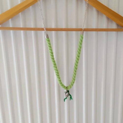 Necklace long mint green charm summer rope with coral charm new