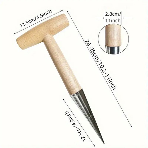 Seed planter with wooden handle and steel tip 270mm new