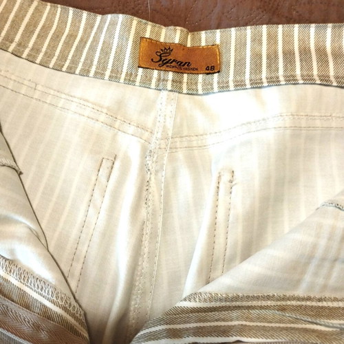 Striped summer pants Syran, white and beige, size L