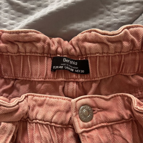 Bershka high-waist pink denim shorts like new, size L