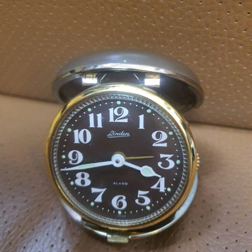 Vintage Linden travel alarm clock used