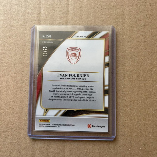 Panini Select EuroLeague Courtside Evan Fournier /25 Olympiacos card like new