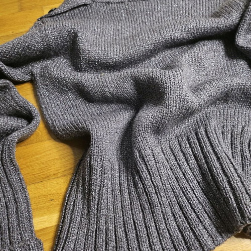Mango sweater with wool and metallic yarn like new, gray silver size M