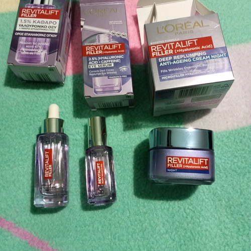 L'Oreal Revitalift eye serum, face serum and night cream set new