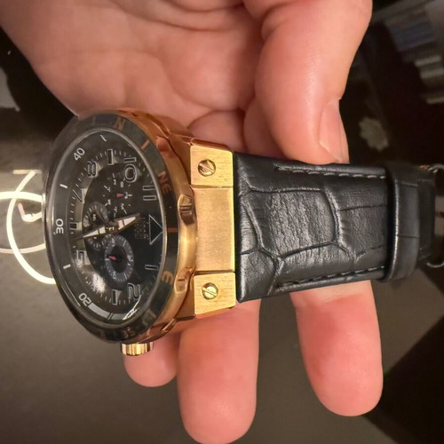Visetti men's watch new with black strap and rose gold crown