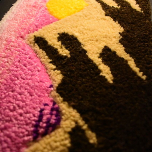 Handmade Landscape Keyboard Rug new, acrylic and natural wool