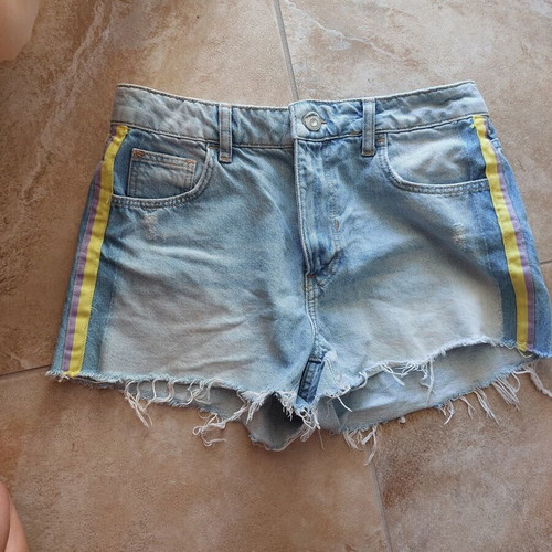 Bershka shorts size 38 like new, blue with fringes
