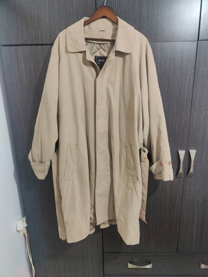 Men's Micro-fibre Beige Belted Raincoat With Zip-Out Quilted Lining Like New