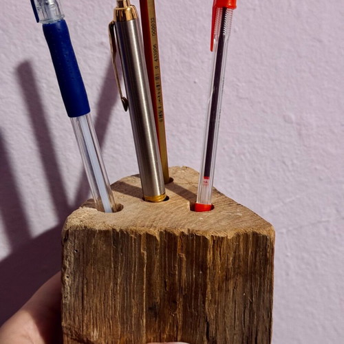Wooden handmade pencil holder new