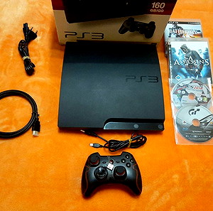 Κονσόλα SONY PLAYSTATION 3 slim ( PS3 slim ) 250GB άψογο , πλήρες μαζι με  4 games ( Παιχνιδια )