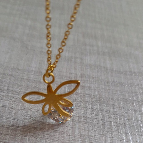 Dragonfly necklace made of stainless steel gold color new